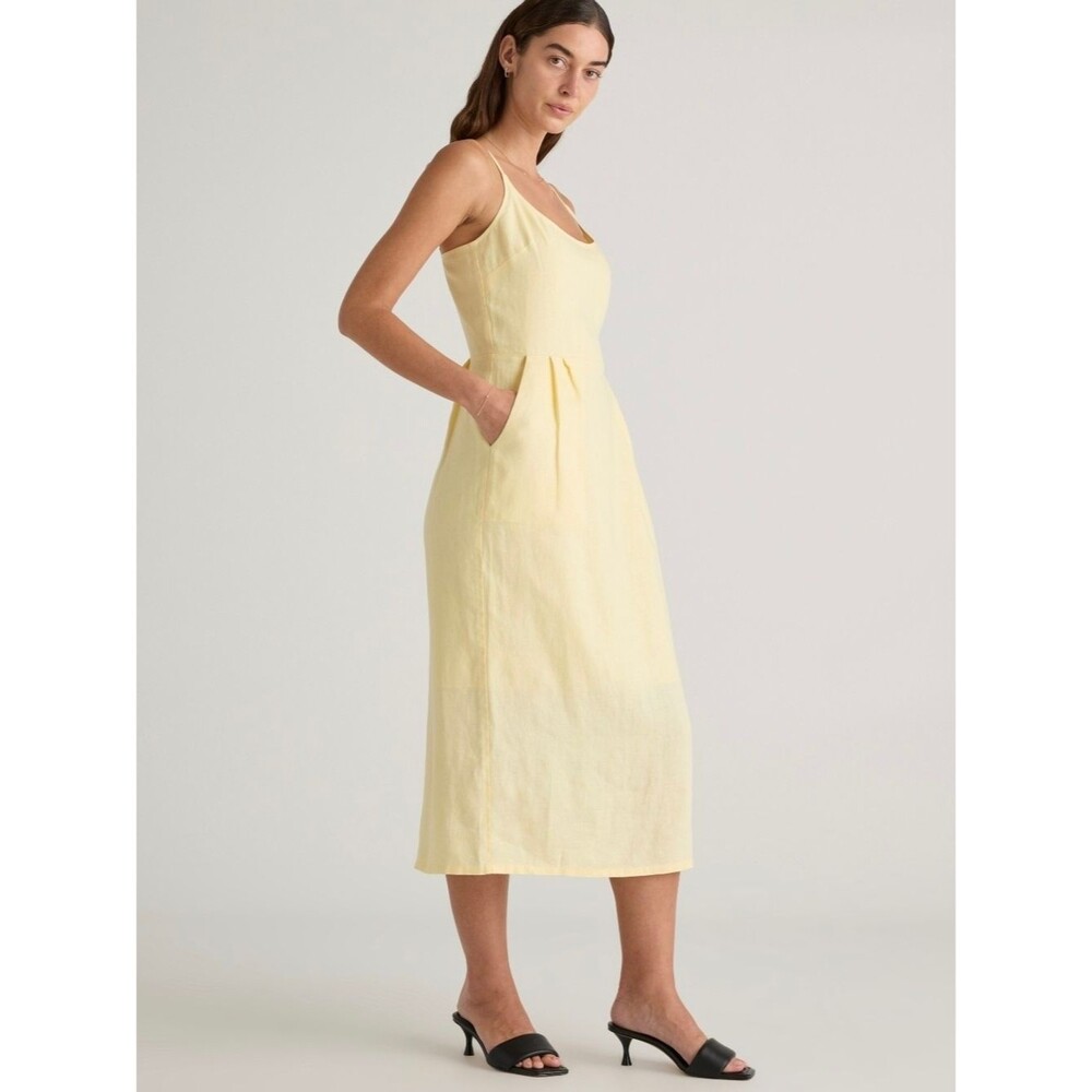 Quince M 100% European Linen Yellow Midi Dress 4101-